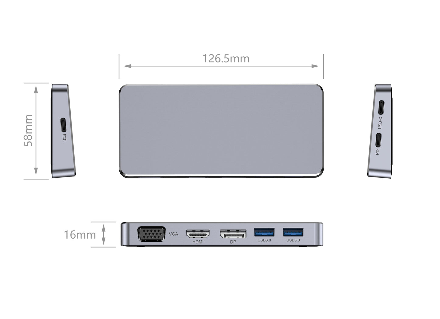 TYPE-C TO type c 3.0 PD HDMI C DP dp 4k 60hz VGA via USB3.0*2 port adapter - Usbhubfactory