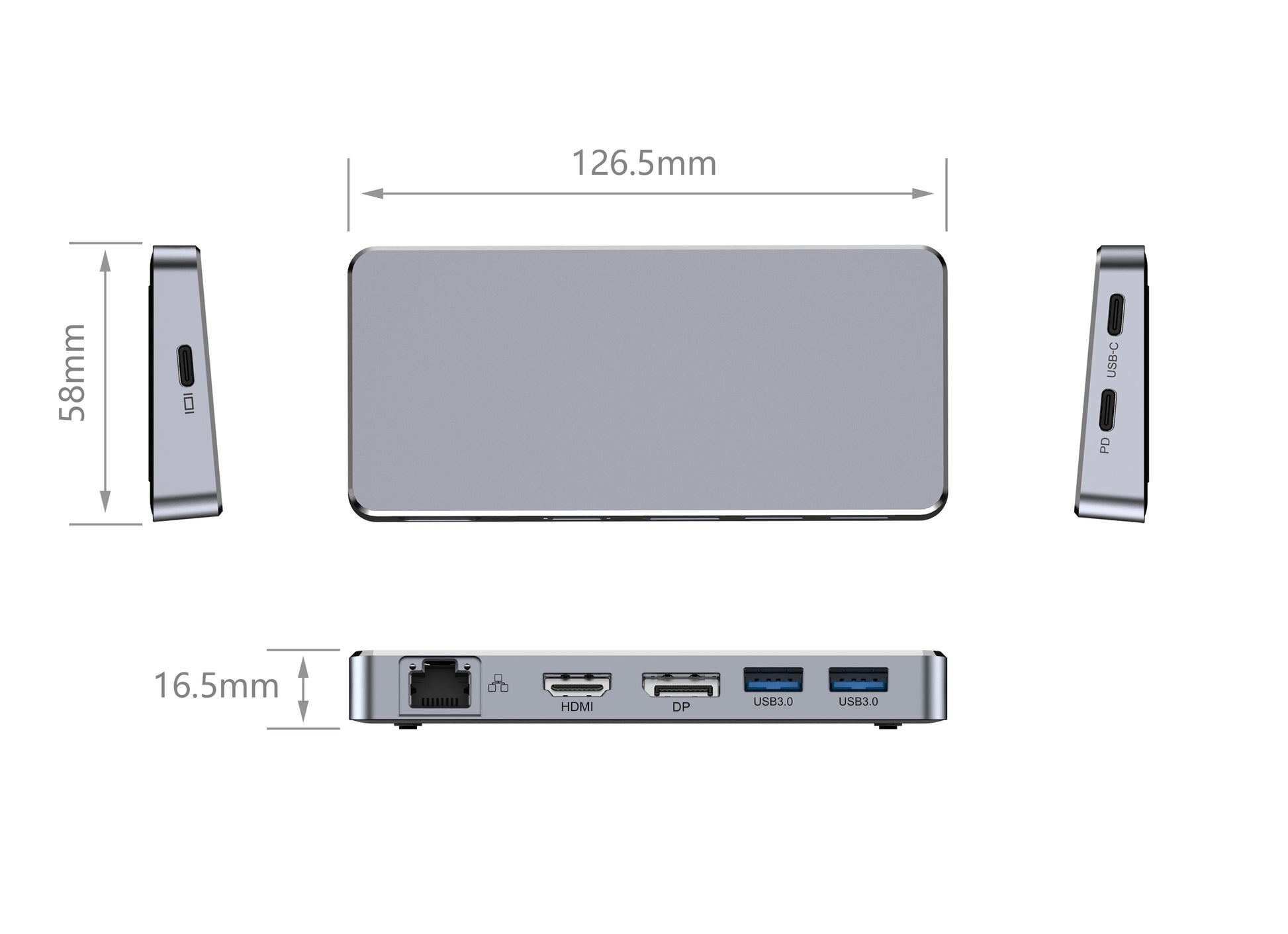 USB C TO Type C 3.0 PD HDMI 4k 60hz DP dp 1.2 4k RJ45 fast ethernet USB3.0*2 port MST hub adapter - Usbhubfactory