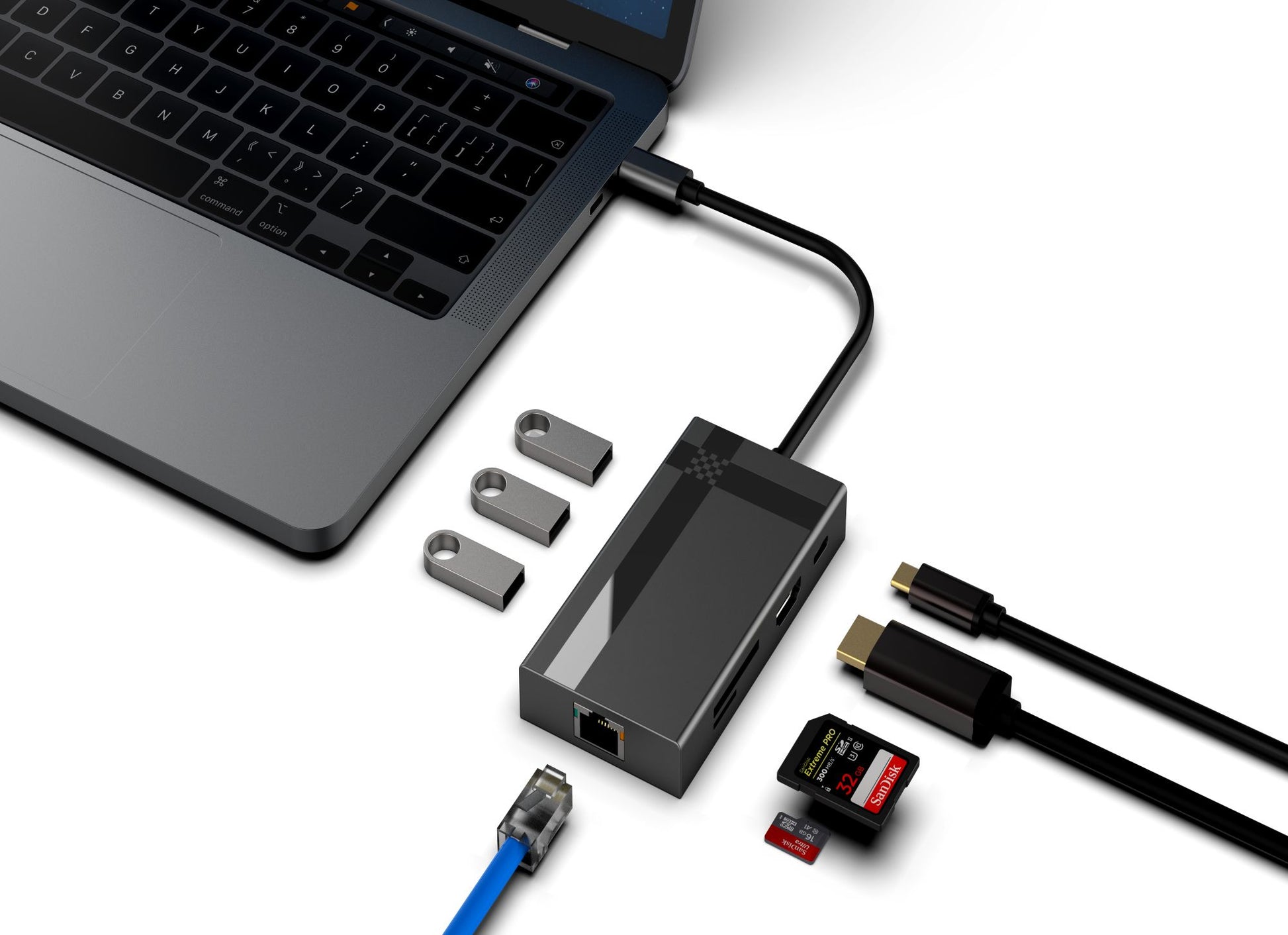 TYPE-C TO HDMI 4k RJ45 Ethernet PD Micro SD TF USB3.0*3 5Gbps mac docking station sata adapter - Usbhubfactory