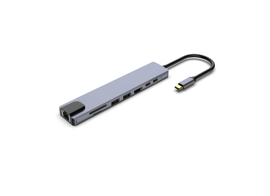 8-in-1 TYPE C TO PD USB C HDMI USB3.0 USB2.0 SD TF RJ45 OEM Factory - Usbhubfactory