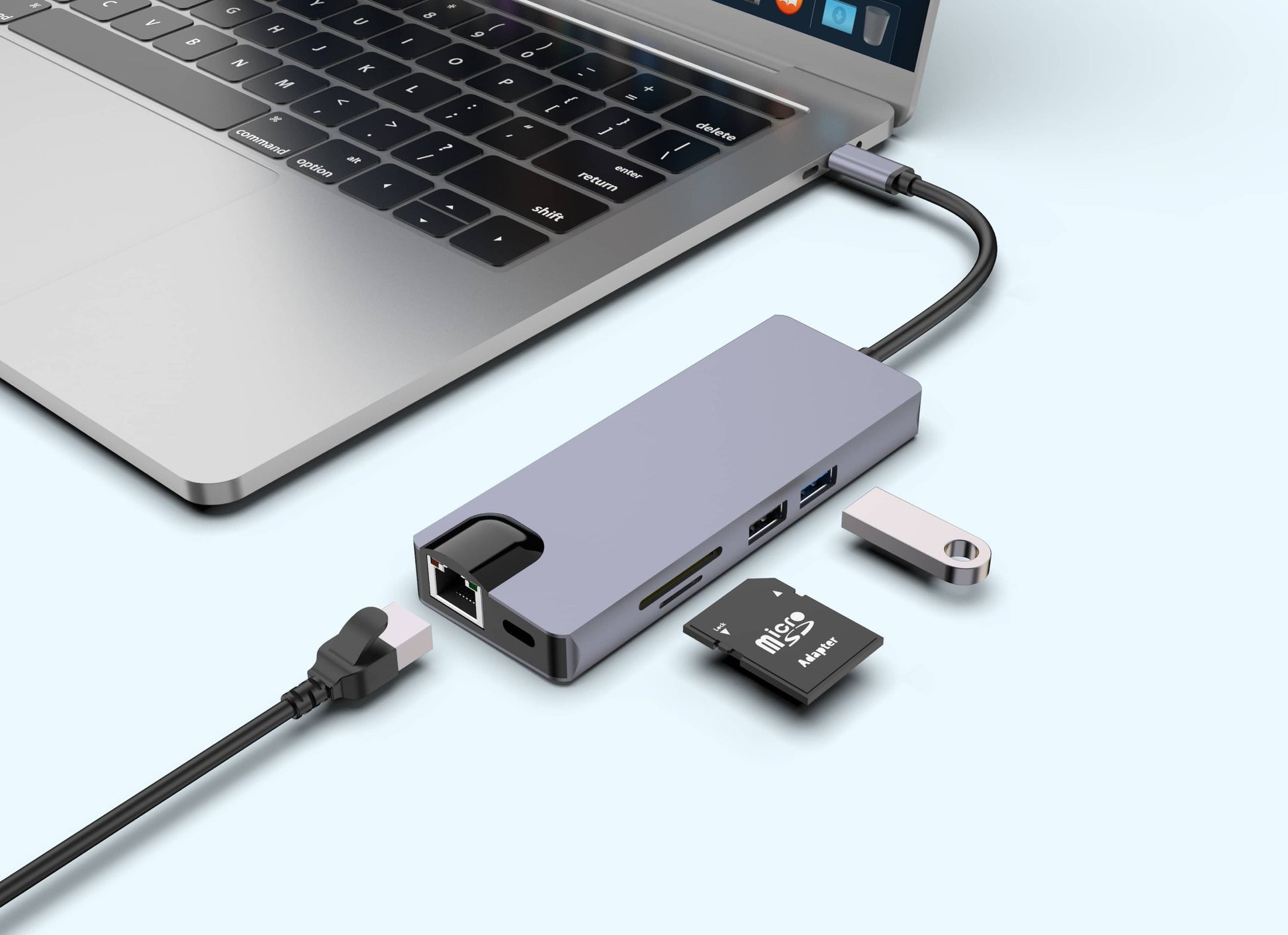 TYPE C TO PD VGA HDMI USB3.0 USB2.0 SD TF RG45 Gigabit ethernet - Usbhubfactory