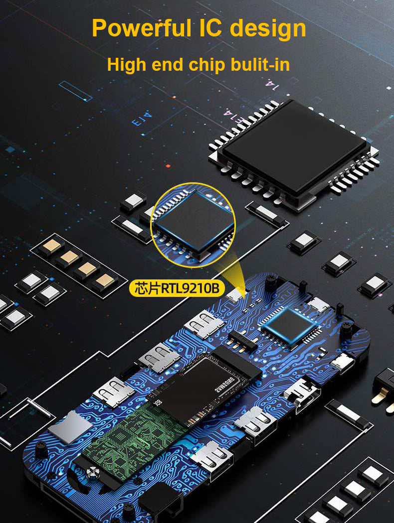 12-in-1 Macbook port extension M2. SSD Gigabit USB3.1 docking station - Usbhubfactory