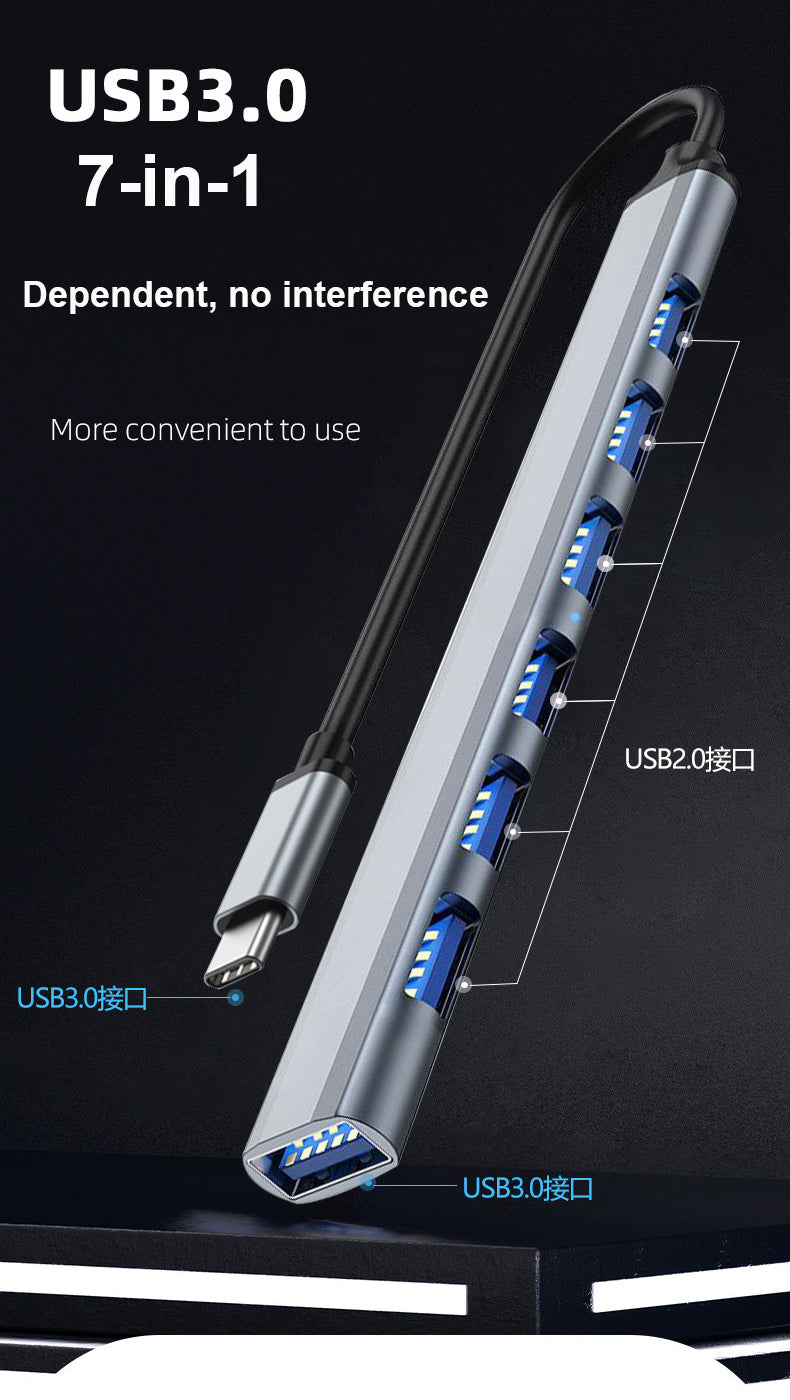 7-in-1 USB C to 6 USB A 2.0 1 USB A 3.0 hub adapter - Usbhubfactory